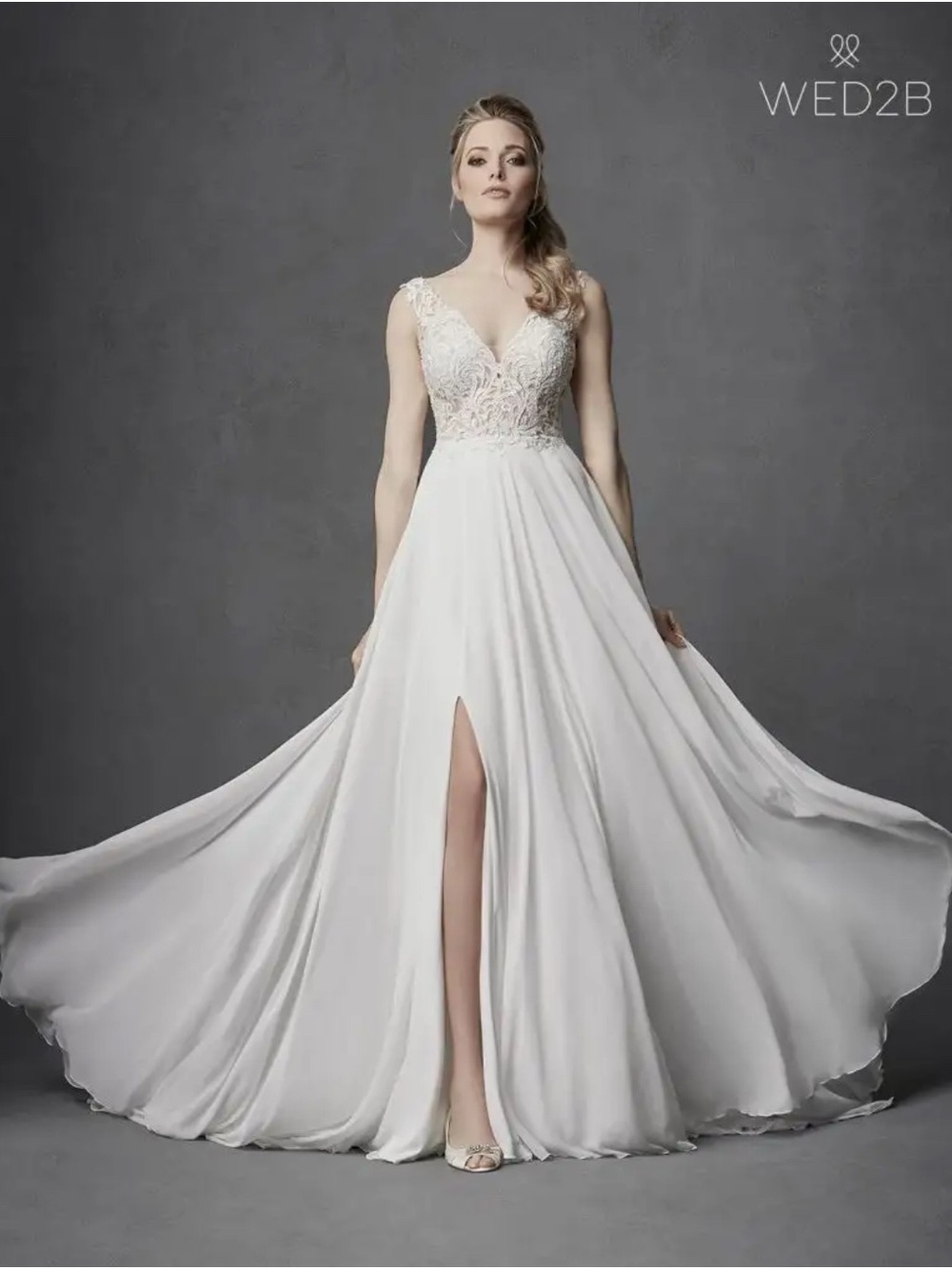 Enya Wed2b Elegant Lace Bodice A-Line Wedding Gown The signature Collection 10